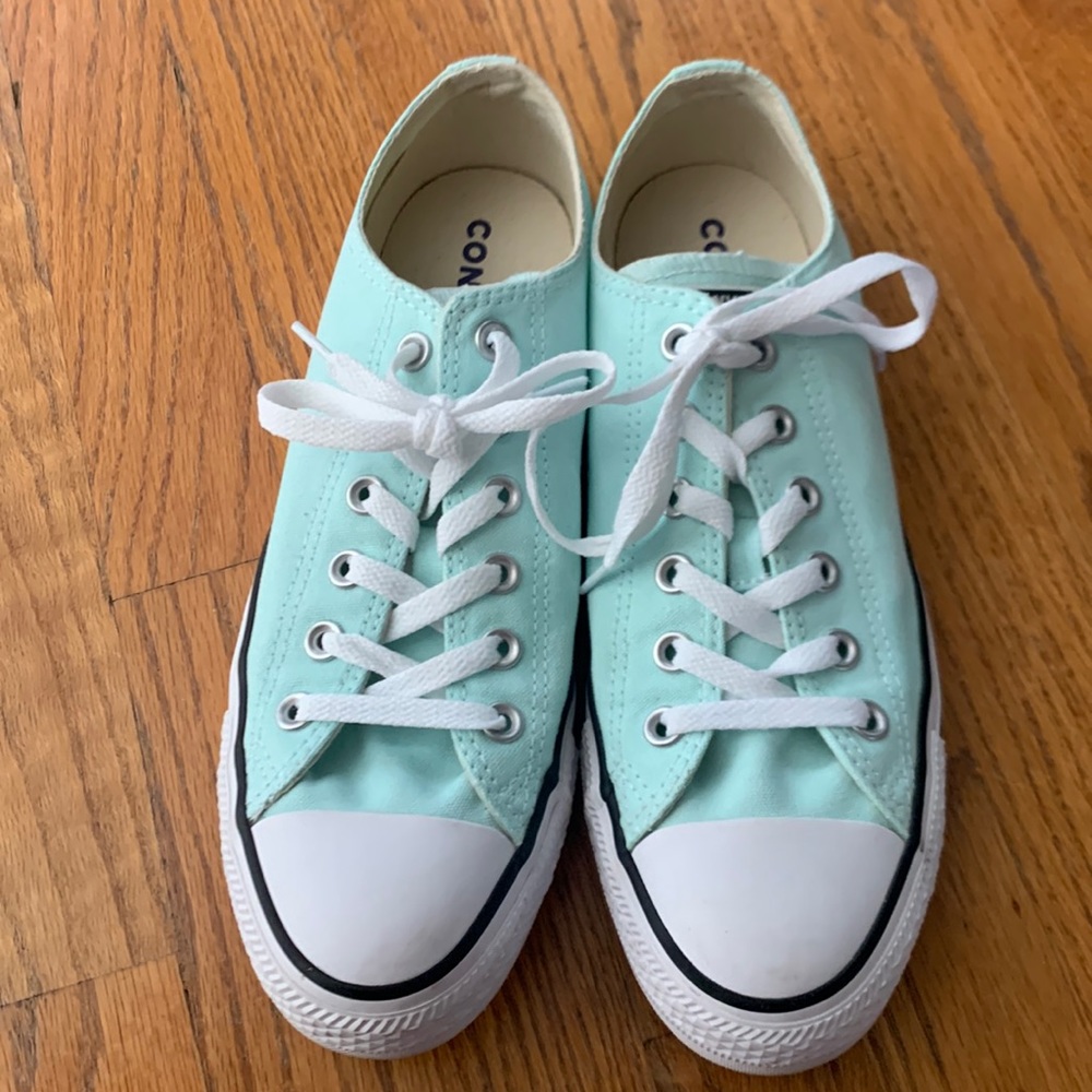 Seafoam green low top Converses